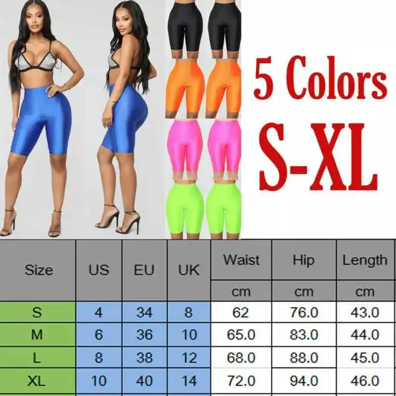 

2021New High Waist Sports Shorts Women Biker Shorts Summer Casual Sexy Skinny Fitness Solid Bodycon Cycling Slim Bottoms