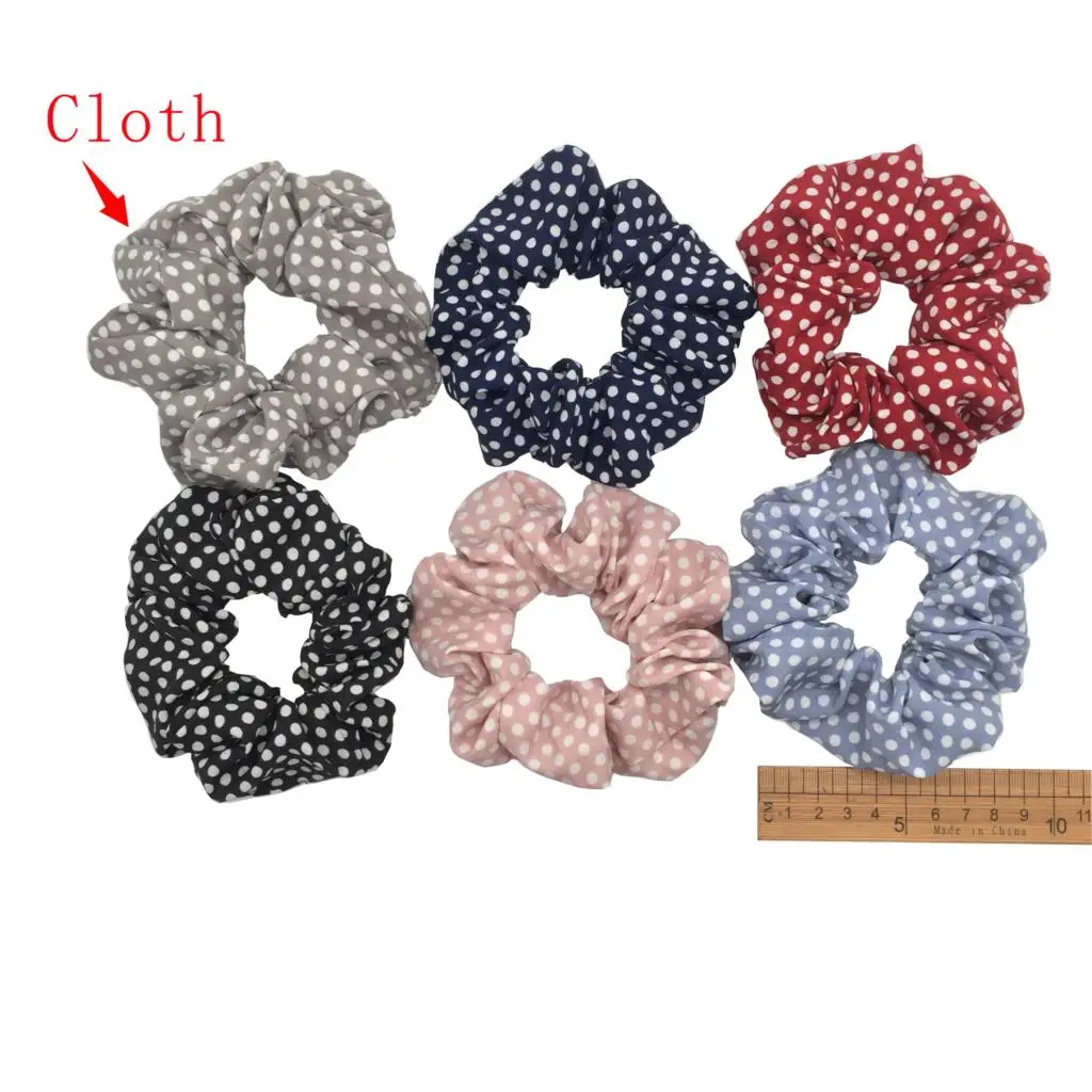 PJ028-6PCS 6 шт/лот Бархатные эластичные резинки для волос, резинки для волос для девочек, не складываются, леопардовые женские большие мелкие блестки из шифона с цветочным рисунком - Цвет: PJ028-6PCS