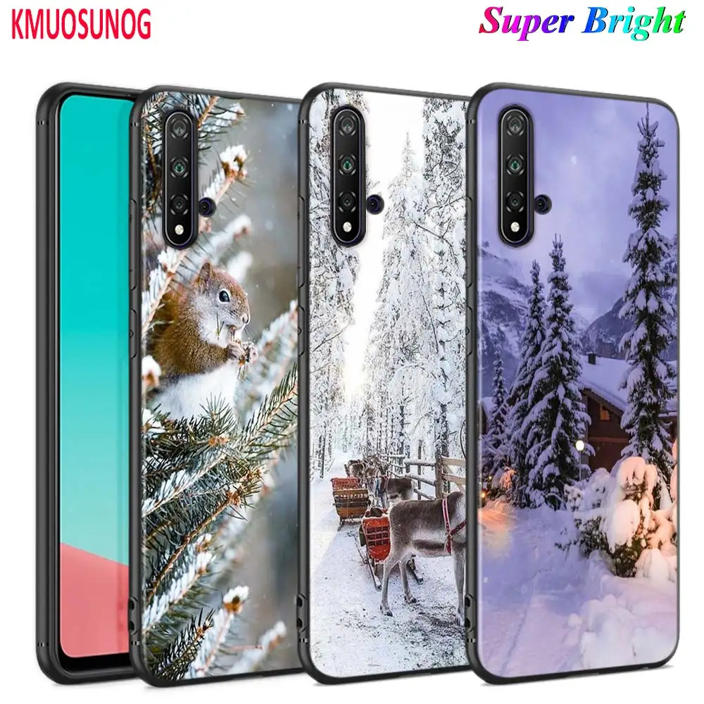 Чехол для телефона Huawei Nova 5 3i P Smart Z Plus черный чехол с пейзажным зимним светом 2019 P30