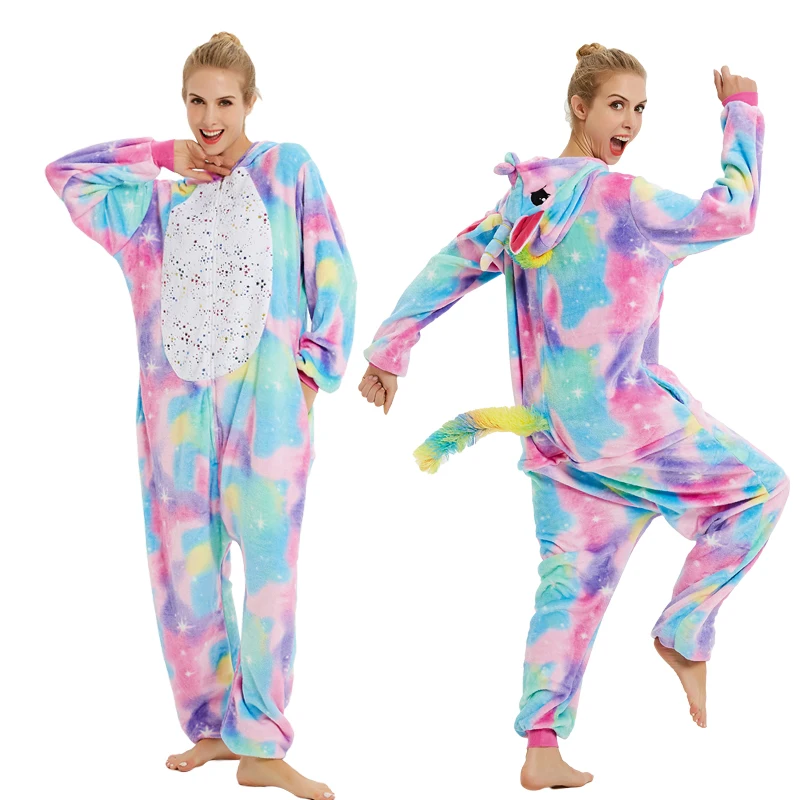 Новый кигуруми взрослых животных единорог пижамы Пижама комбинезон с героями