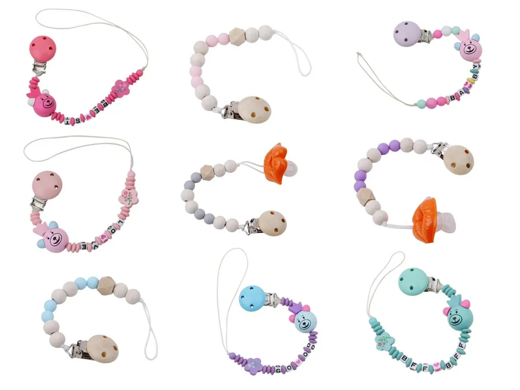 

1Pcs Silicone Baby Pacifier Clips Crochet Beads Silicone Cartoon Pacifier Chain Holder Baby Shower Gift Baby Teether