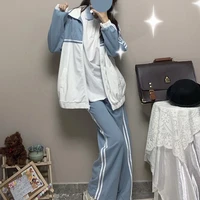 ming quan women spring autumn cotton sports suit girl two pieces tracksuit long sleeve coat pants jk school uniforms