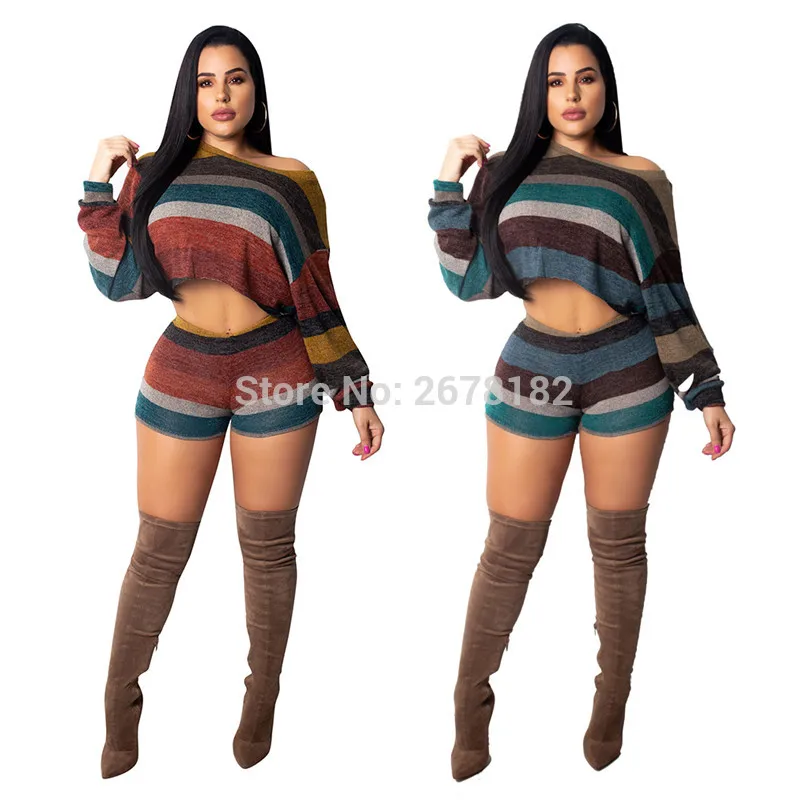 Модный облегающий комбинезон в полоску женский из двух частей сексуальный для