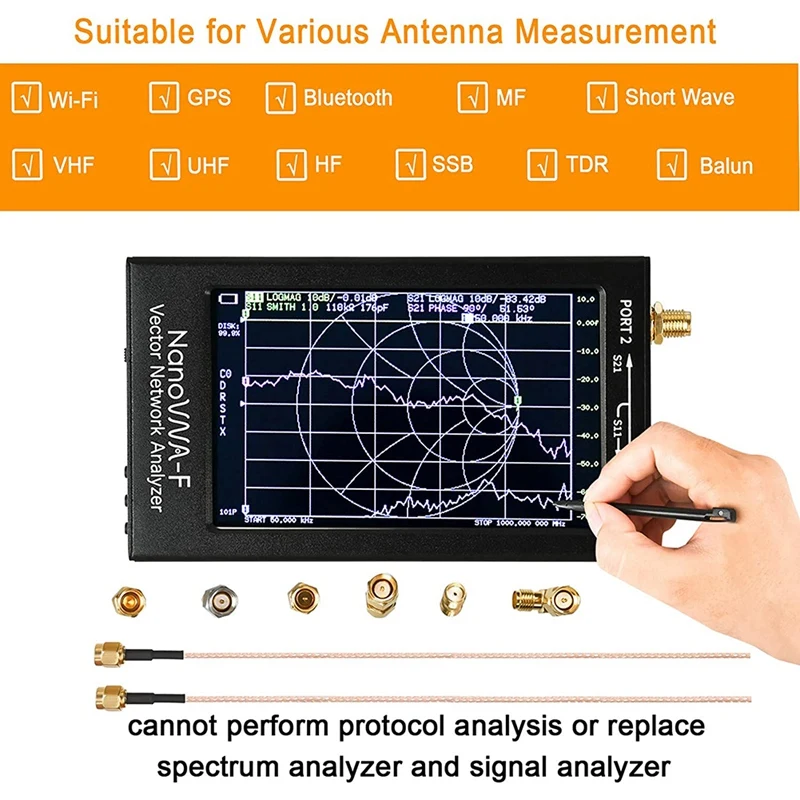 

NanoVNA-F Vector Network Analyzer HF VHF VNA Antenna Analyzer 10KHz-1.5GHz 4.3-Inch Contact Screen,Measuring S-Parameter