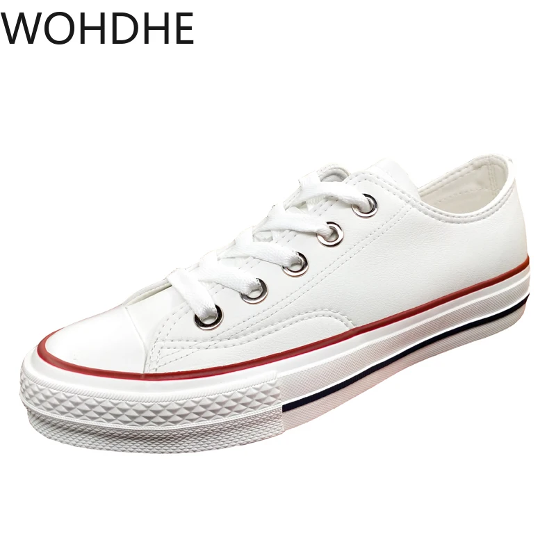 

Кеды женские кожаные, парусиновая обувь, водонепроницаемые кроссовки для скейтборда, повседневные осенние туфли для студентов, белые, черн...