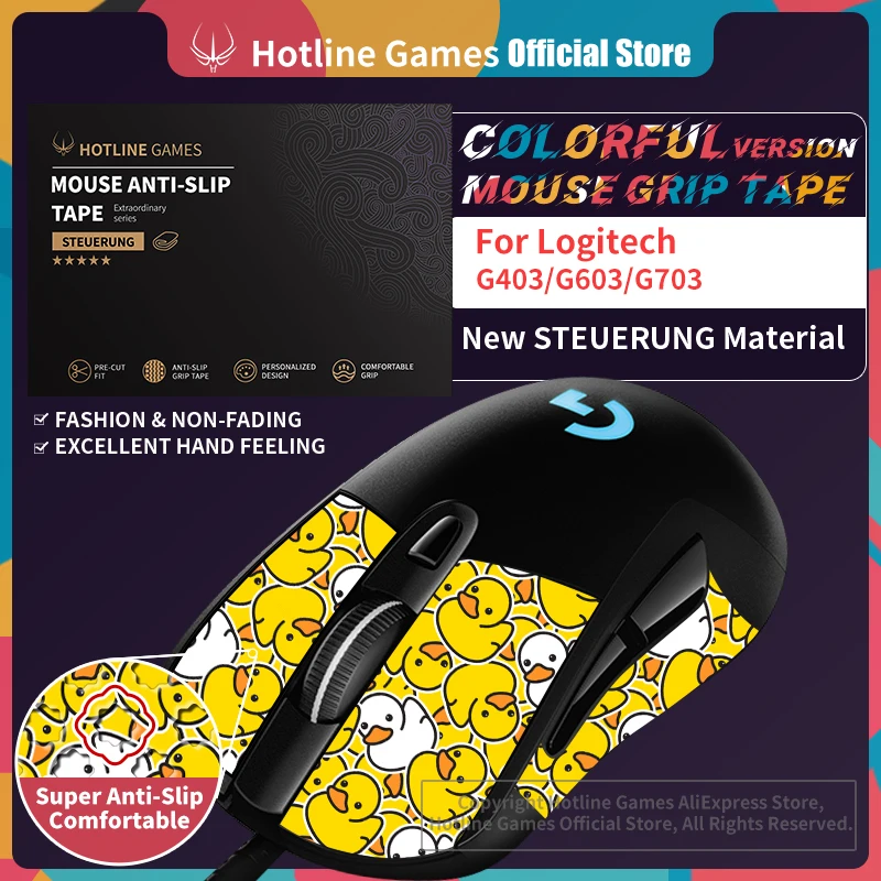 Hotline Games Colorful Mouse Grip Tape for Logitech G403 / G603/ G703 Wireless Gaming Mouse Anti-slip Tape Pre Cut Easy to Apply