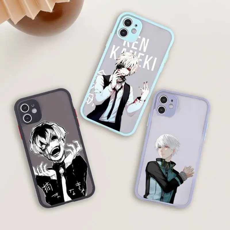 

tokyo ghoul Phone Case For iPhone 12 11 Mini Pro XR XS Max 7 8 Plus X Matte transparent blue Back Cover