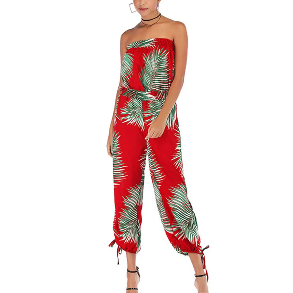 Модные летние свободные повседневные женские комбинезоны с открытыми плечами