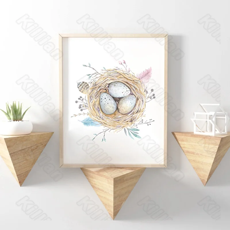 

Cartoon Style Mural Bird Nest Bird Eggs Frameles Poster Home Residential Bedroom Decoration Living Room Canvas Painting