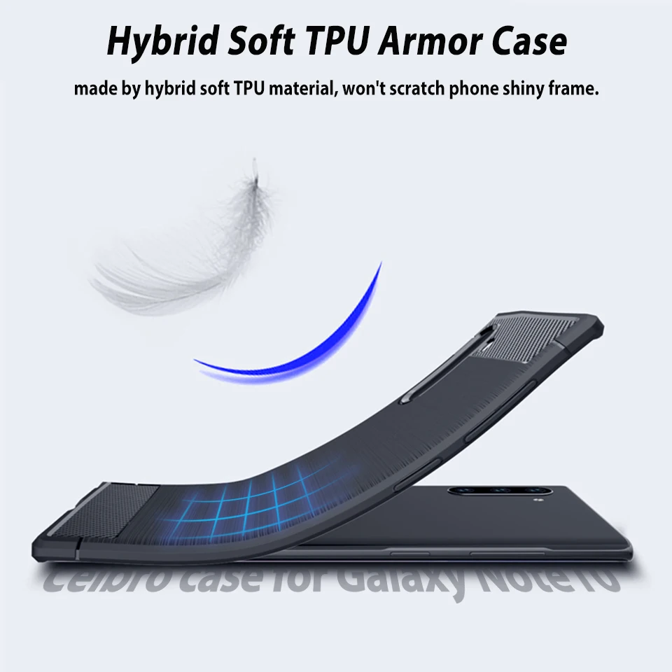 Матовый чехол из углеродного волокна для samsung Galaxy Note 10 Plus + защитный силиконовый