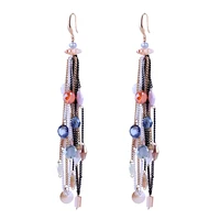 newest crystal earrings for women girls gold plated ear hook statement earrings handmade beaded trendy tassels earrings 3355