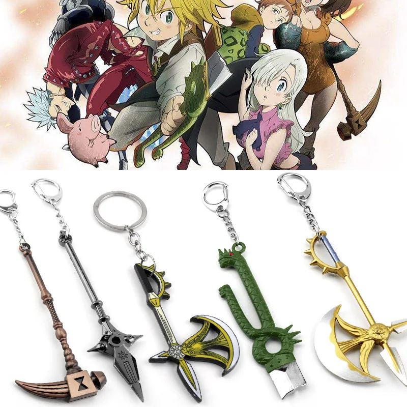 

The Seven Deadly Sins Keychain Axe Bottle Opener Nanatsu no Taizai Escanor Divine Axe Rhitta Key Chain Jewelry anime