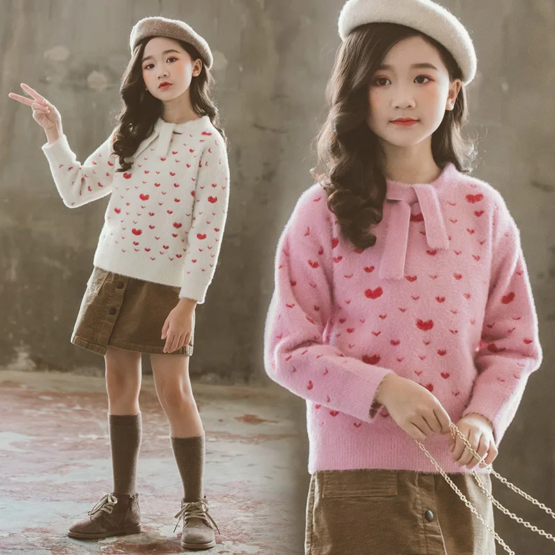 

Vintage White Pink Baby Girls Winter Spring Warm Children's Coat Kids Plus Velvet Teens School Tops Thicken Bottoming Christmas