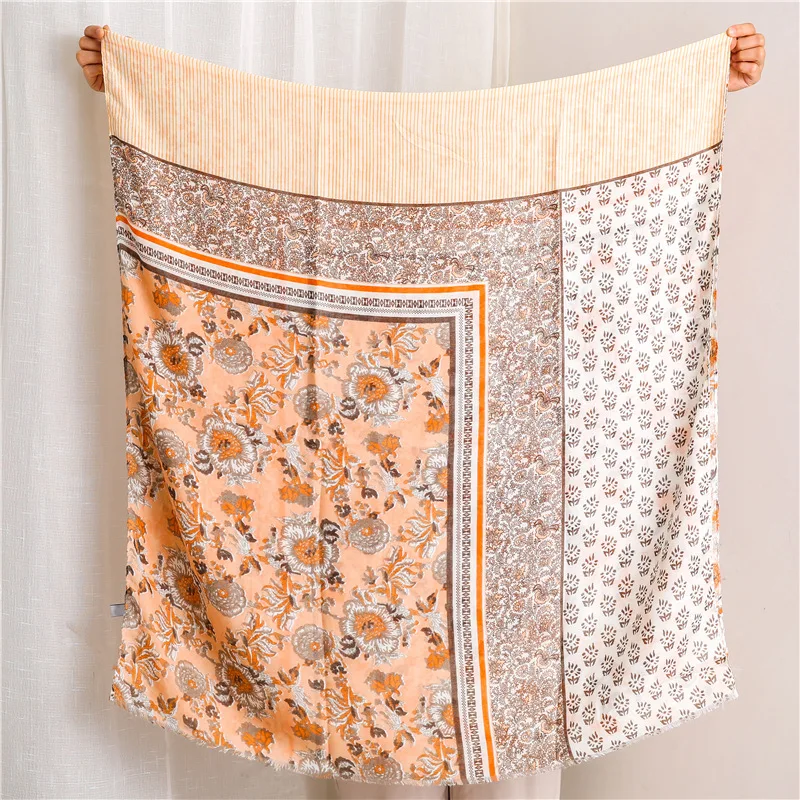 style 44 KYQIAO этнический головной платок женские осенние весенние испанские хиппи богемные романтические длинные шарфы с цветочным принтом - Цвет: style 44