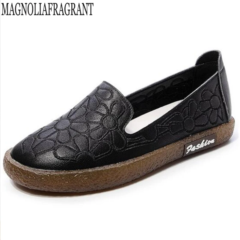 Туфли женские из натуральной кожи прочные легсветильник лоферы с круглым носком