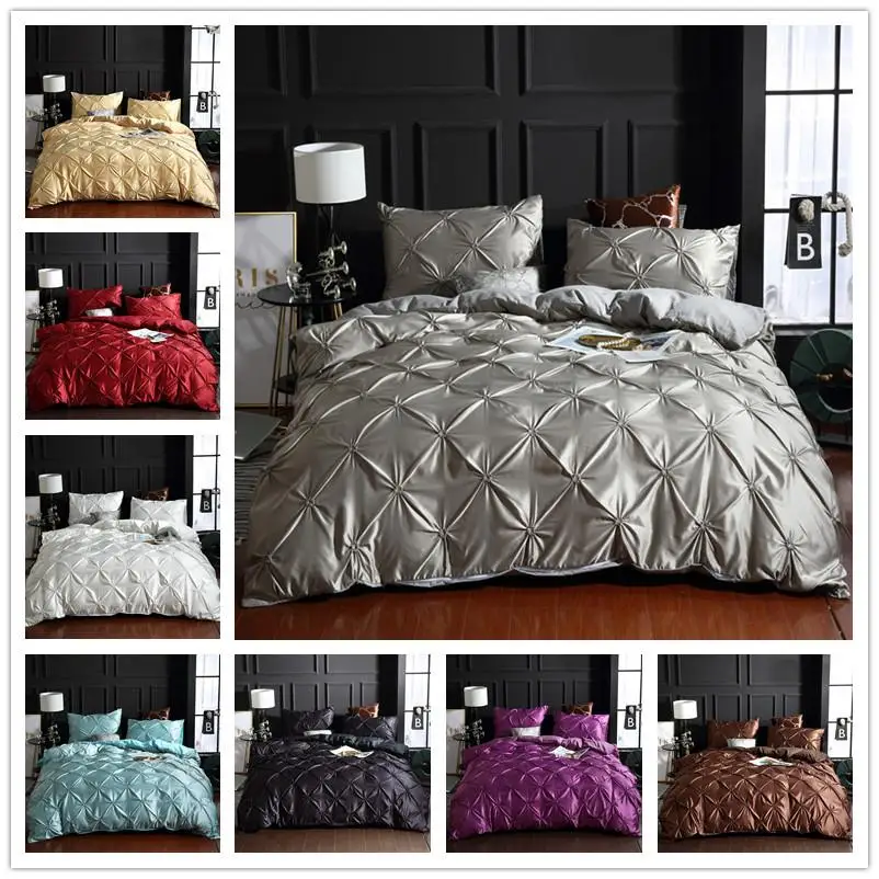 

100% Satin Silk Bedding Set Comfortable Quilt Cover Adult Bedding Linens Bed Cover Pillowcase Twin Bed Duvet Cover Set