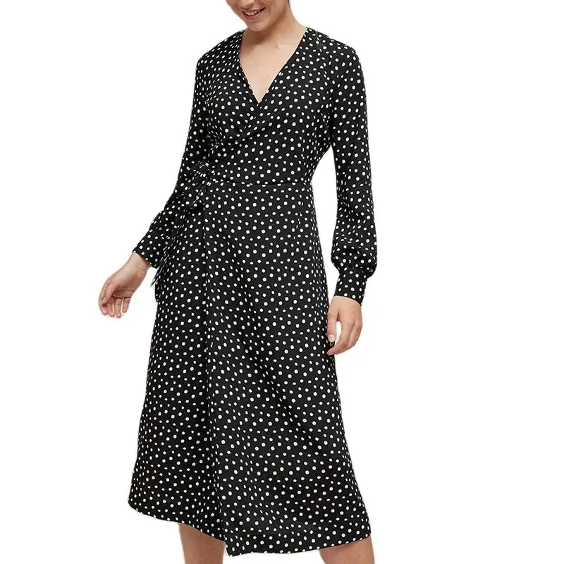 

Dresses for women casual New wave point V-neck Lantern Sleeve Chiffon dress spring summer 2021 elegant sexy woman autumn vestido