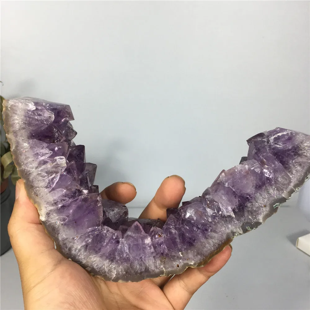 

Natural Amethyst Geode Specimen Raw Quartz Purple Crystal Healing Stones Home Decoration Crafts Gift Section Cluster Gemstones