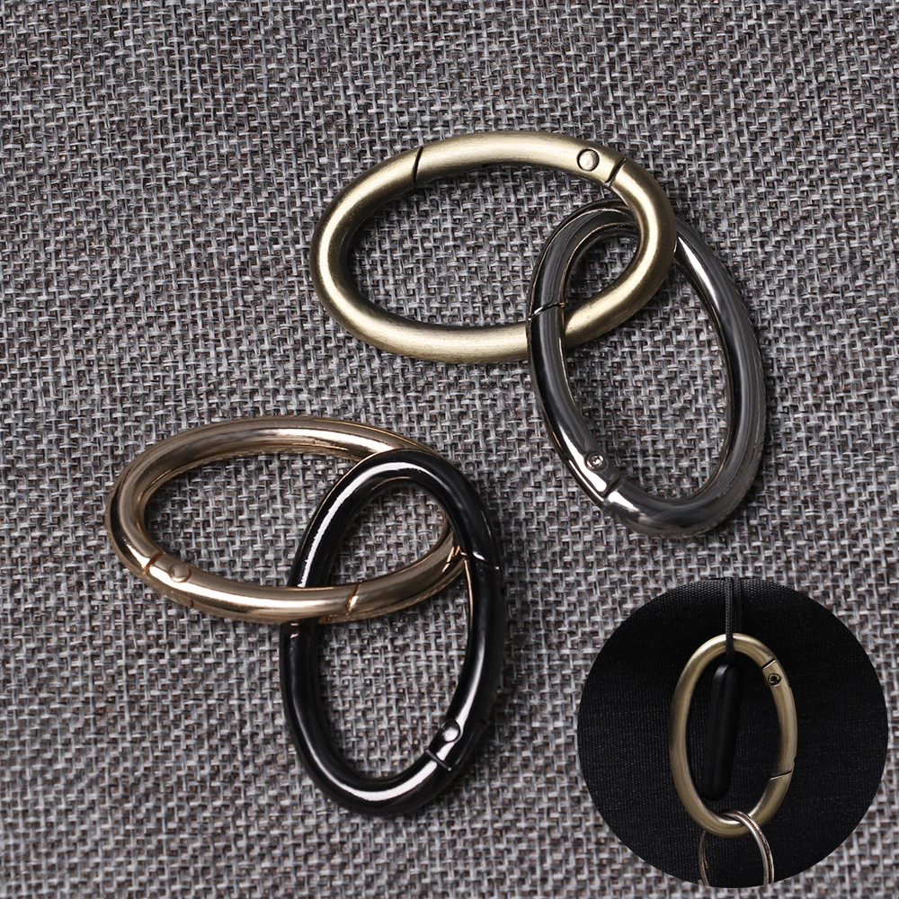 

2 Pcs Zinc Alloy Plated Gate Spring Oval Ring Buckles Clips Carabiner Purses Handbags Oval Push Trigger Snap Hooks Carabiners
