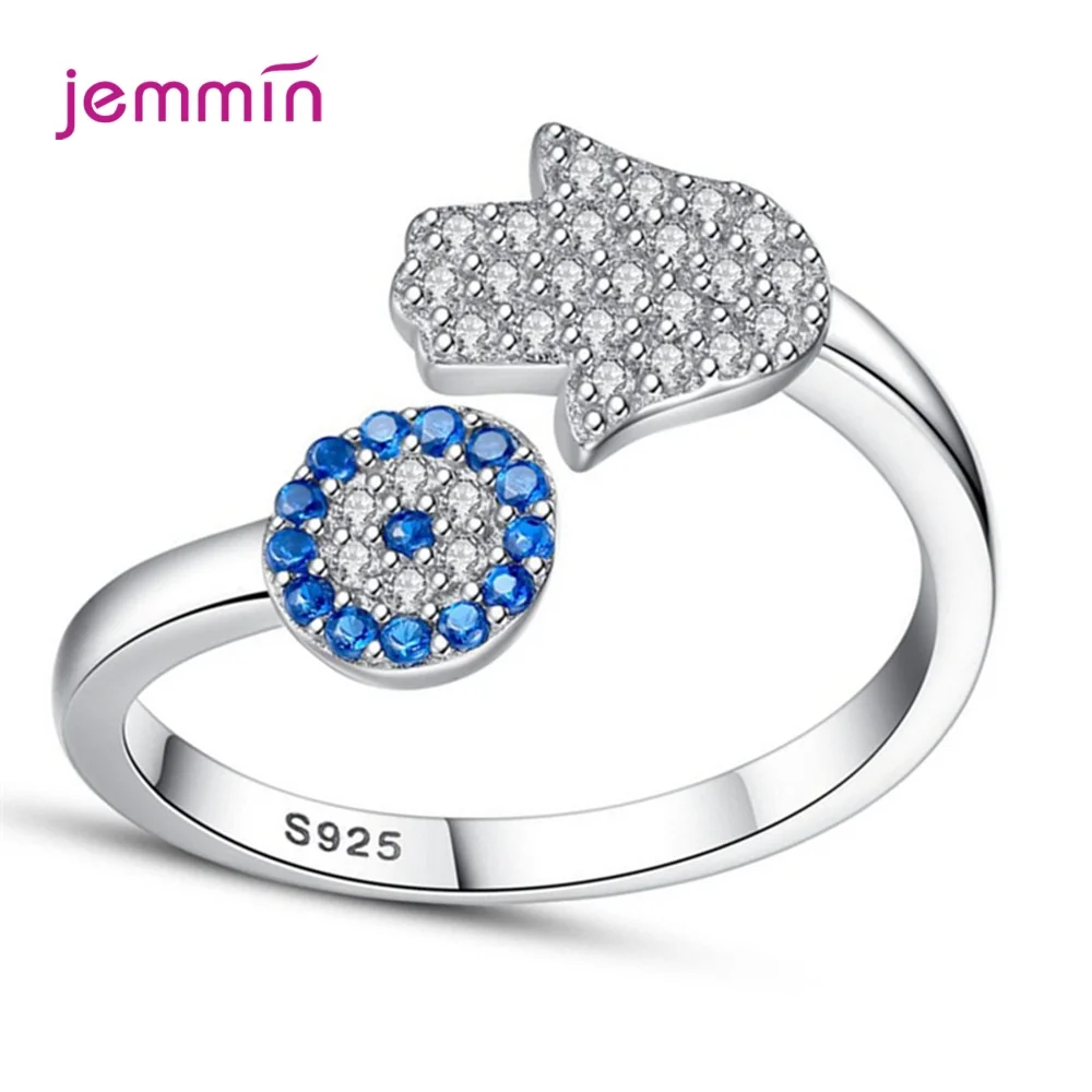 

Creative Hand Blue Sapphire 925 Sterling Silver Cubic Zirconia Open Rings For Women Engagement Wedding Jewelry 925 Seal Bague