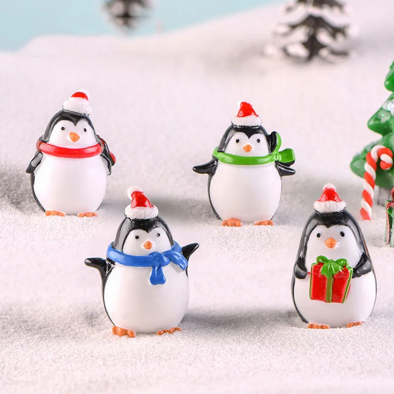 002 Penguin 3-2.8cm 4 шт. украшения "Пингвин" фигурки животных миниатюрные рождественские садовые бонсай украшения из стекла бонсай сказочные садовые украшения - Цвет: 002 Penguin 3-2.8cm