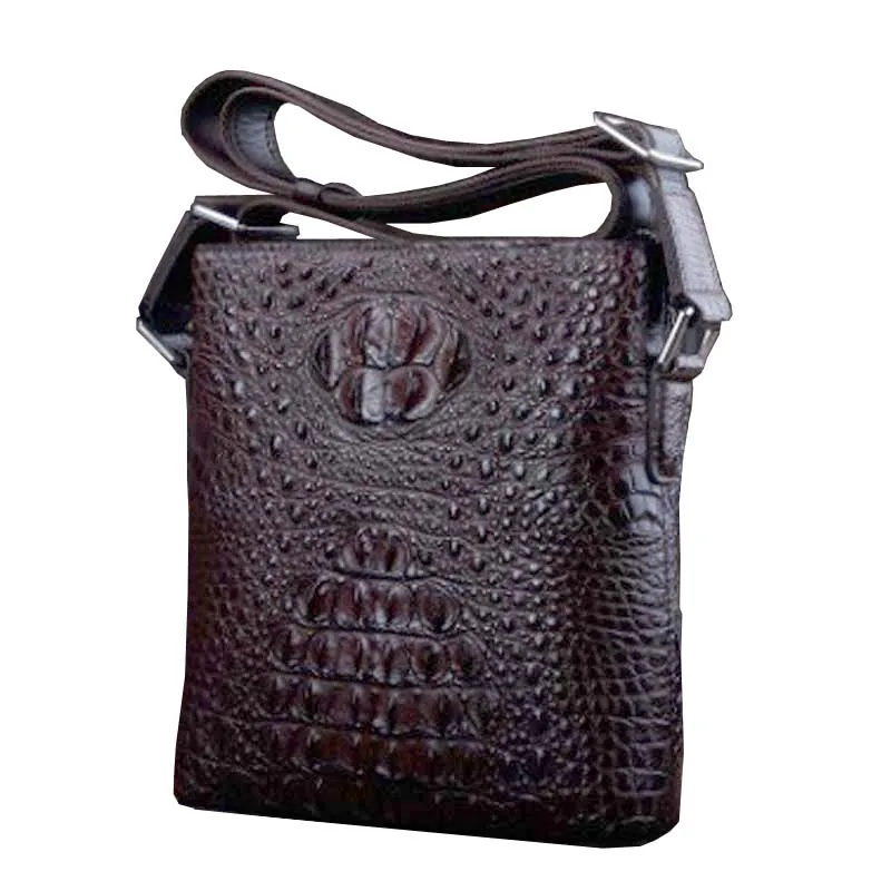 Ourui новая настоящая крокодиловая мужская сумка на одно плечо черная кожа из