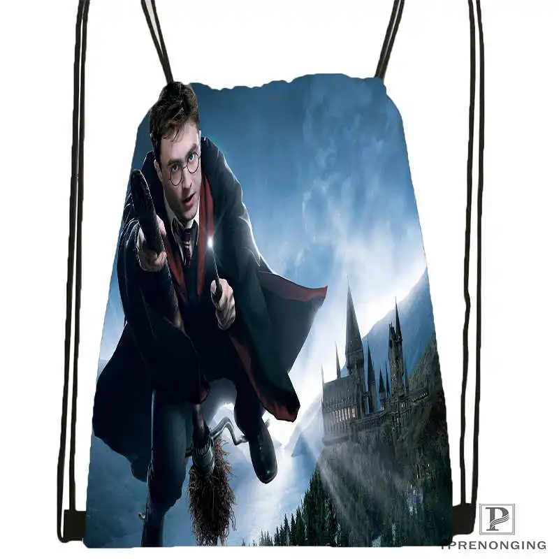 Drawstring Backpack Пользовательские Гарри-Поттер-походная сумка на шнурке для мужчин и женщин милый рюкзак дети ранец(черная спина) 31x40 см#20180611-03-158 - Цвет: Drawstring Backpack