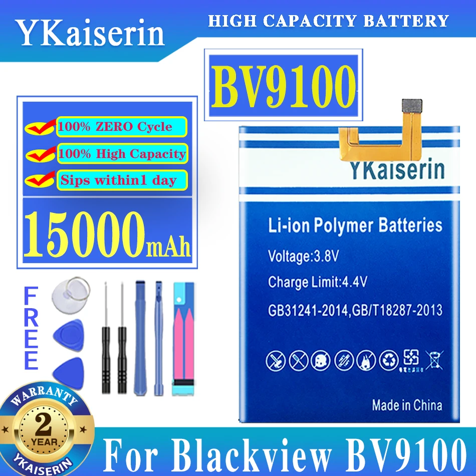

For Blackview BV9100 Original YKaserin 15000mAh Battery Rechargeable Mobile Phone Bateria Replacement Li-Ion Batteries