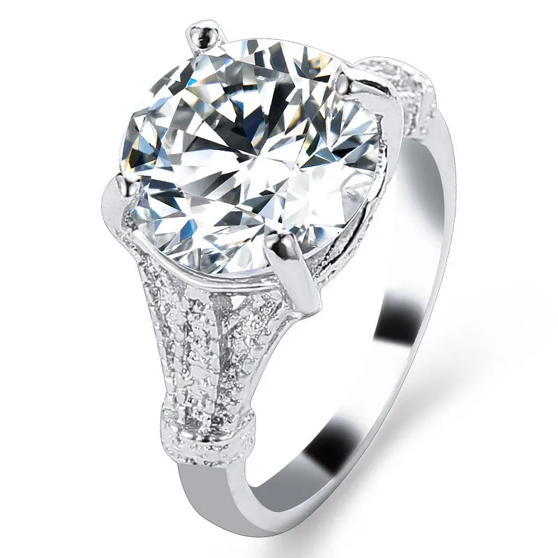 

Micro-Inlay Four-Claw Zircon Ring Temperament Ladies Ring Bride Wedding Ring