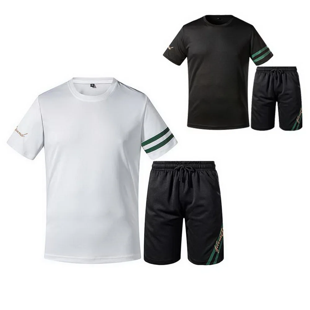 

2020 New Men Casual Set Summer Tracksuits Men 2 Piece Set T-Shirt+Shorts Fashion Sport Suit Solid Sportswear Sweatsuit ST110