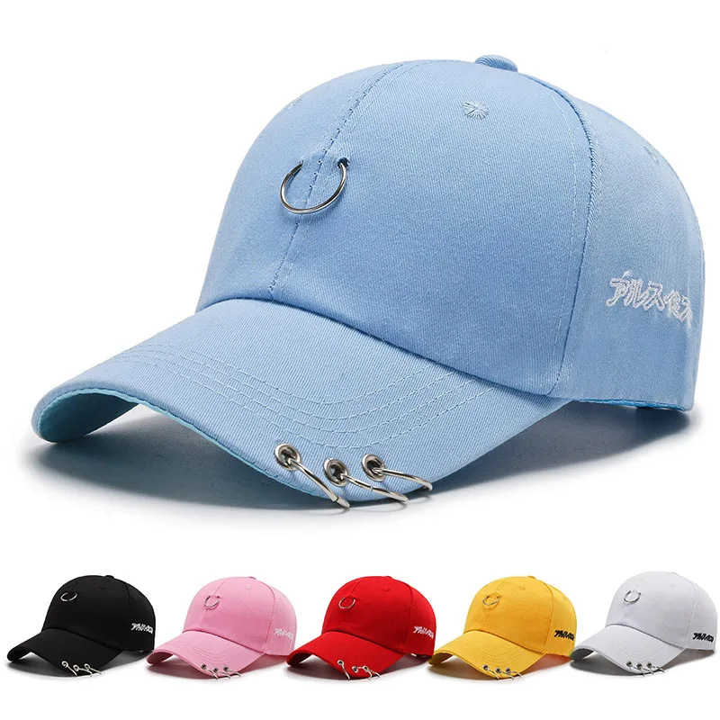 

Baseball cap men's and women's peaked cap iron ring curved brim sun hat Quan Zhilong the same hat hip-hop travel hat