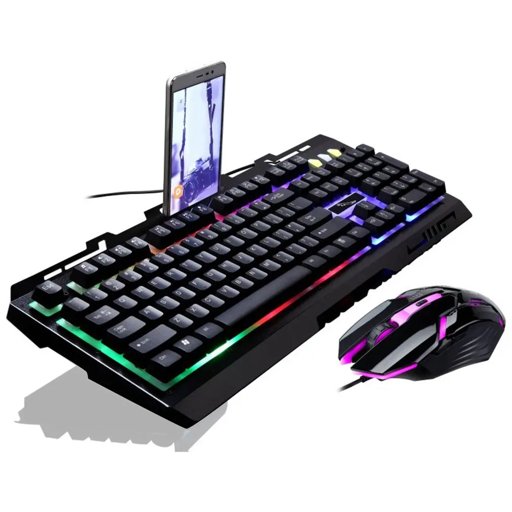 G700 игровая светящаяся проводная USB мышь и клавиатура костюм с радужной
