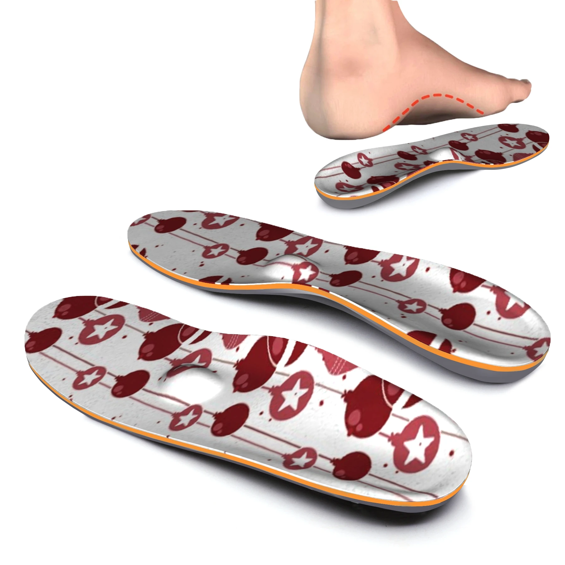 DarkRed High Arch Support Insoles for Men and Women flat feet Orthotic Inserts Original length iFitna