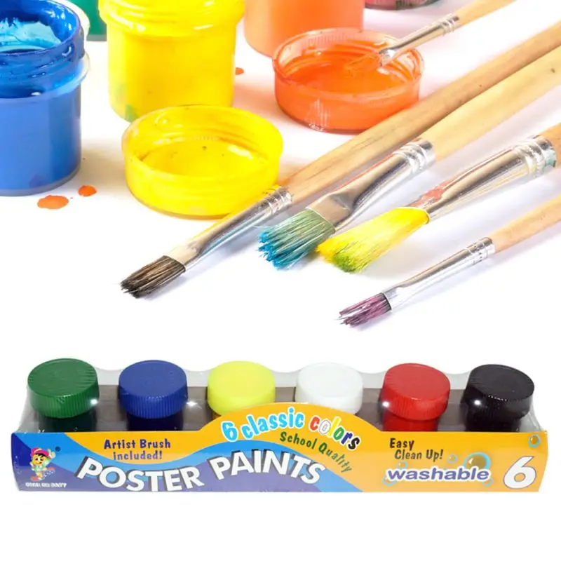 

20ml 6 Vibrant Colors Washable Gouache Paint for Kids School Finger Paint