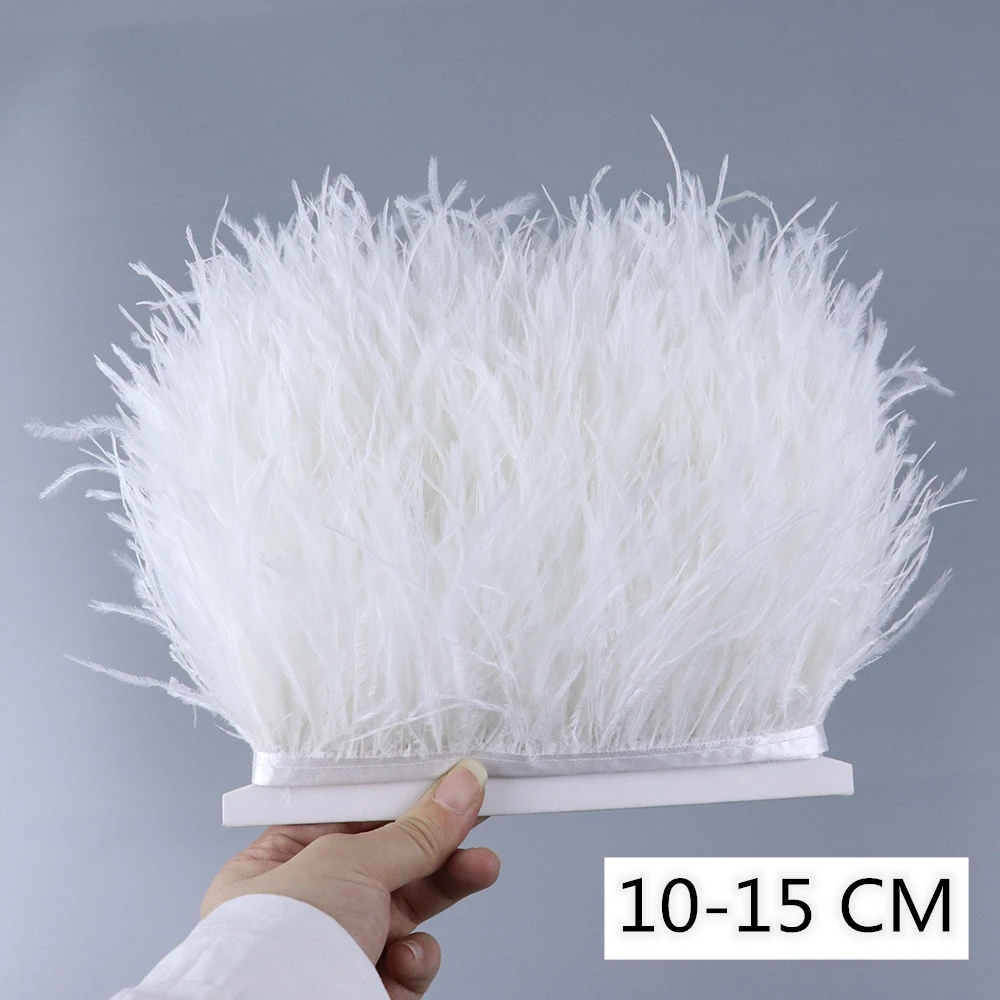 Отделка из белого страусиного пера бахрома натуральное пушистое страусиное перо