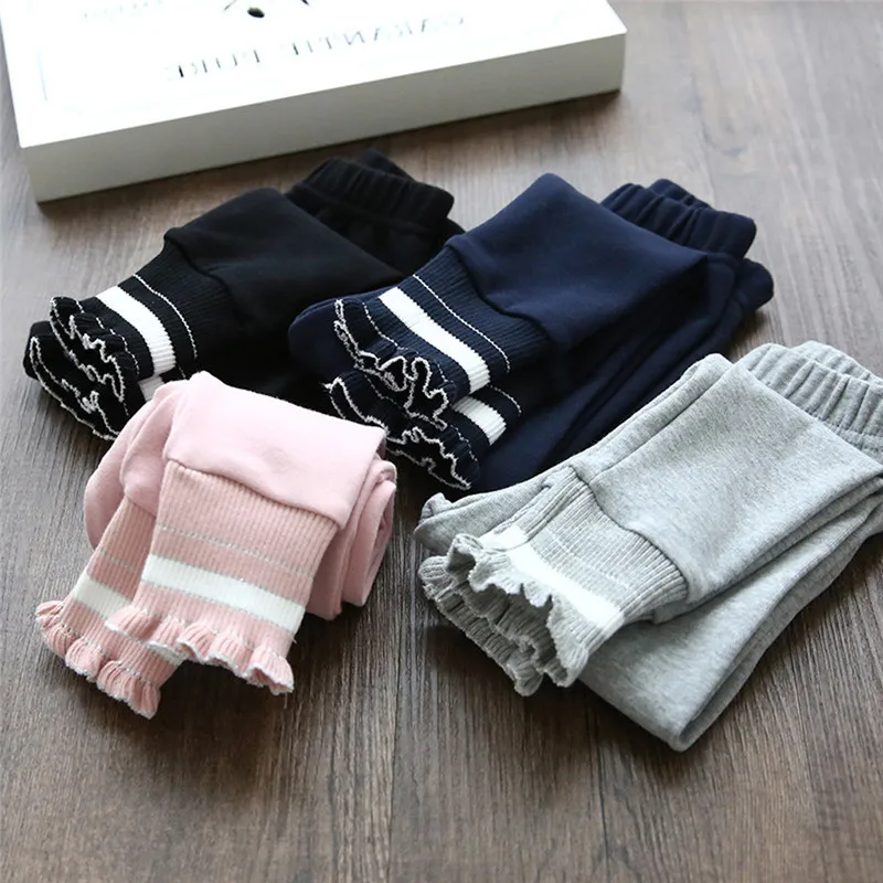 Зимние колготки для девочек детские в полоску маленьких брюки наряды одежда