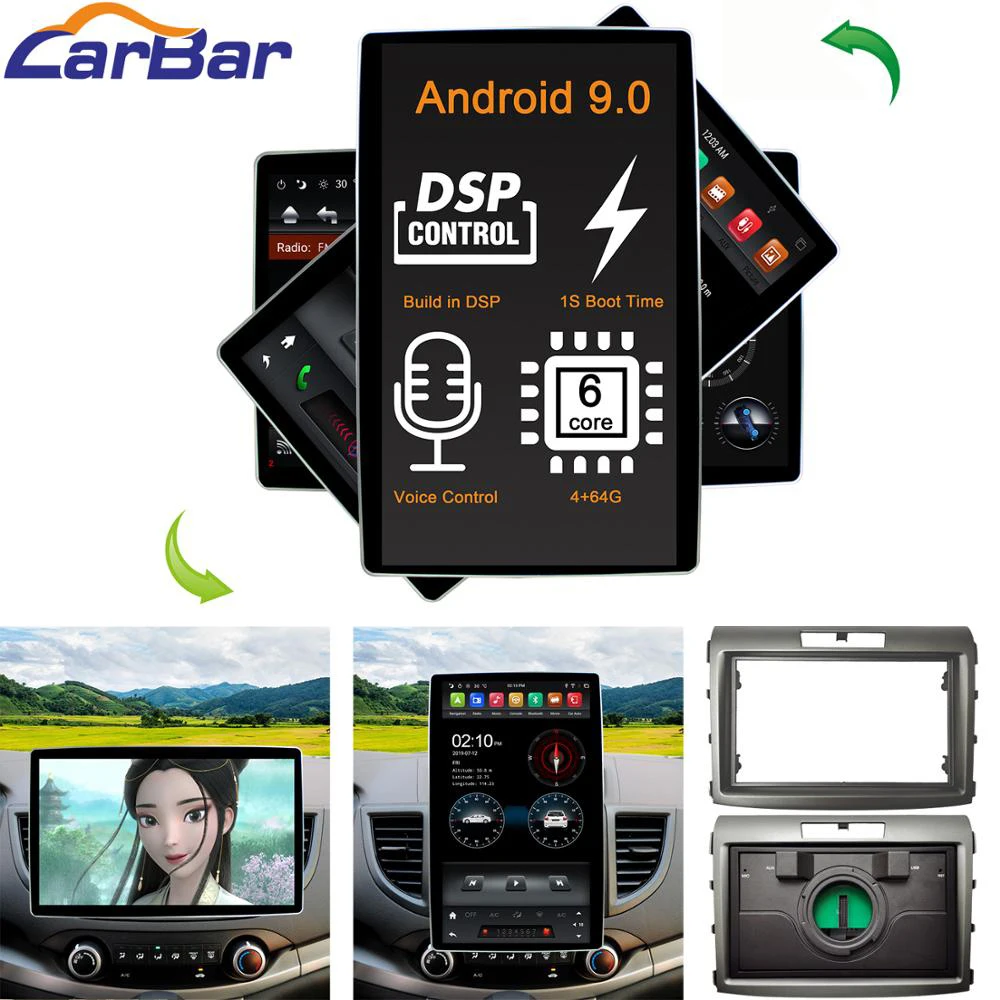 

12.8" Tesla Style Android Car DVD GPS Radio Navigation Stereo Player for Honda CRV C-RV 2012-2016 with Rotation IPS Screen