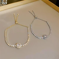 trendy square diamond crystal tennis bracelets for women geometry aaa cubic zirconia rhinestone bead chain party fine jewelry