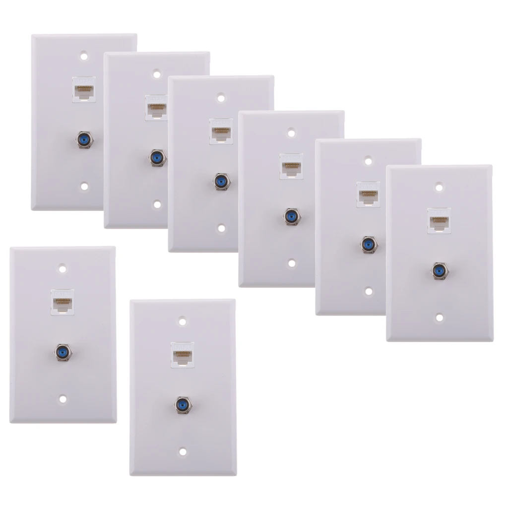 8x коаксиальный F разъем сеть Ethernet RJ45 настенная пластина розетка|Компьютерные