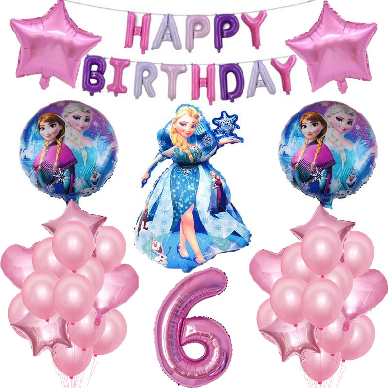 Globos de helio de princesa de Frozen de Elsa, Disney, n&uacute;mero de 32 pulgadas, decoraciones de fiesta de cumplea&ntilde;os para ni&ntilde;as, juguetes para ni&ntilde;os-5