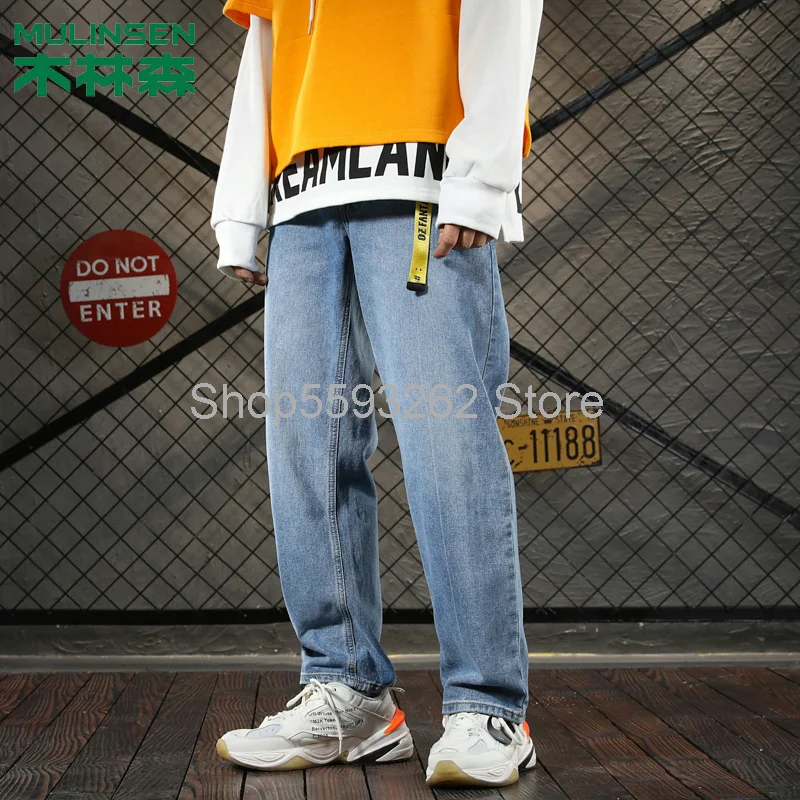 Сезонные джинсы с широкими штанинами мужские джинсовые комбинезоны Молодежные