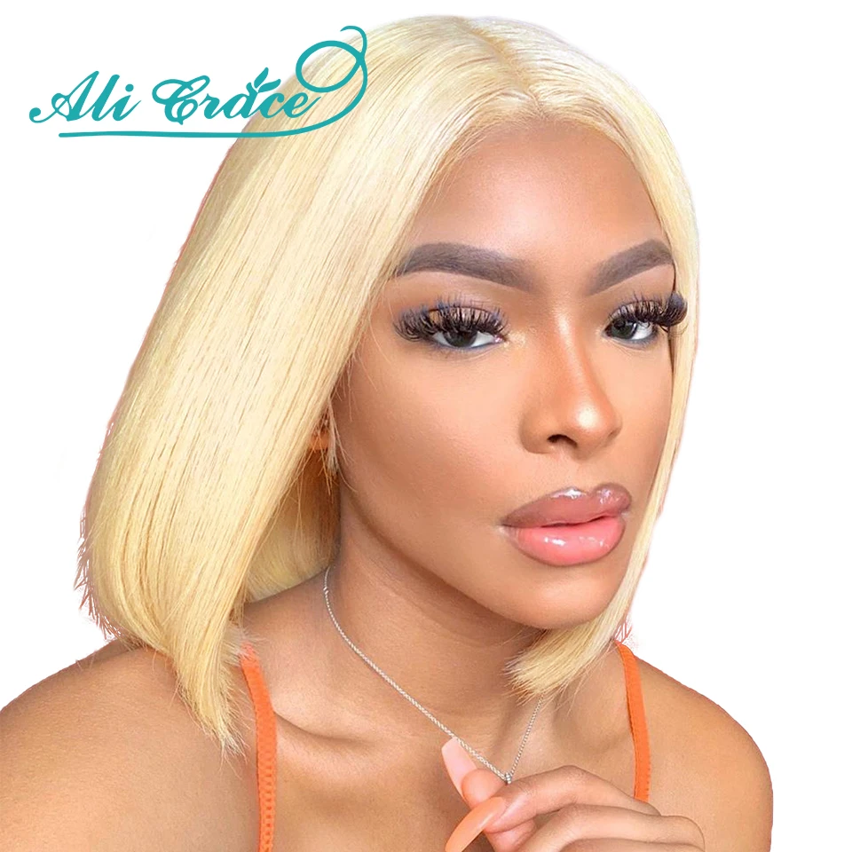 Блондинка 613 Синтетические волосы на кружеве парик бразильский тупым срезом Боб