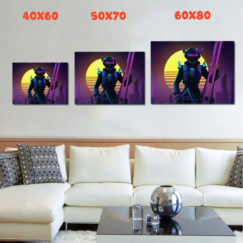 Картина Ретровейв - Киберпанк красочная на холсте современный домашний декор