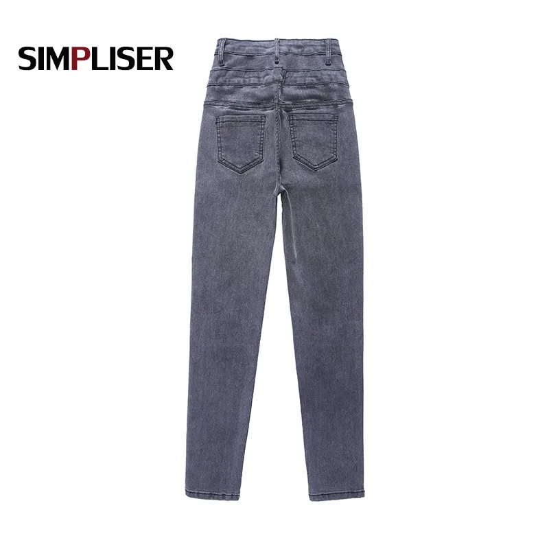 Extra High Waisted Women Denim Jeans Pencil Pants Grey Black Female Long Trousers 2020 Autumn Stretch Leggings Push Up | Женская одежда