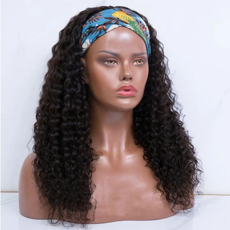 МГ вьющиеся парик с головной повязкой парики из натуральных волос для черный Для