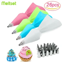 826pcsset silicone pastry bag diy bakeware set cake icing piping nozzles reusable cake decorating tips set cake pastry nozzle