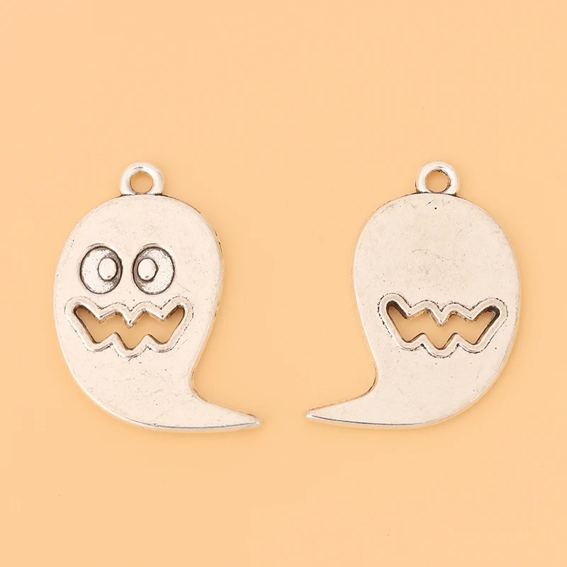 

30pcs/Lot Tibetan Silver Halloween Ghost Charms Pendants Beads for DIY Handmade Jewelry Making Findings Accessories