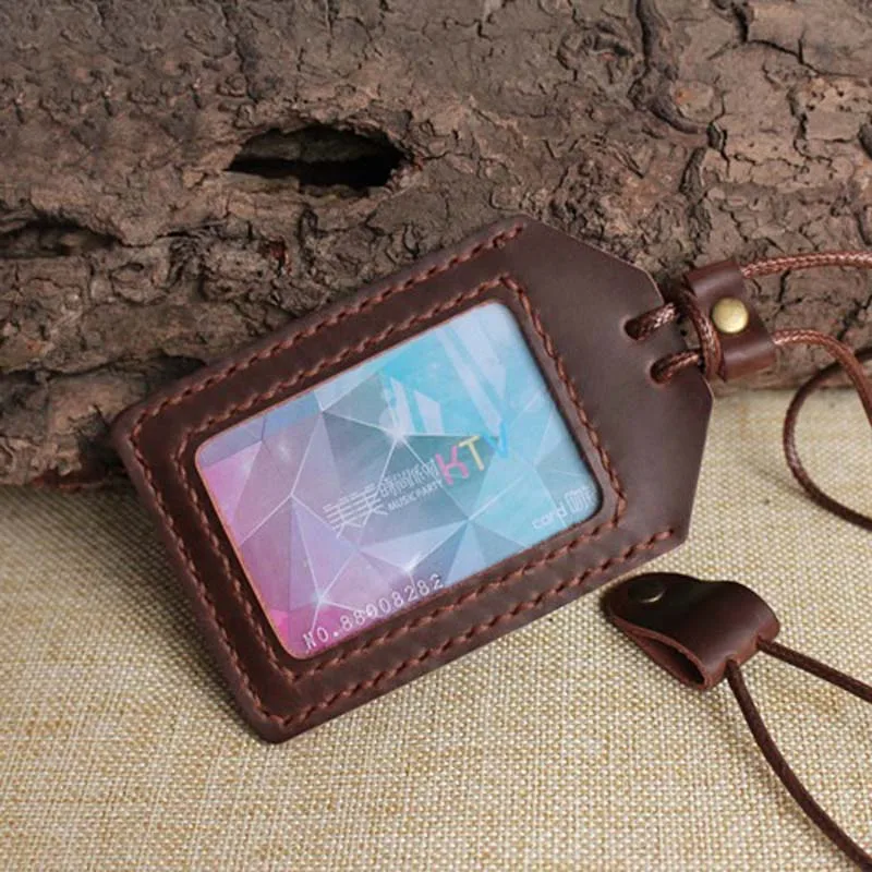 AETOO Genuine leather bus card holder primary school campus transportation card holder female hanging neck rice card holder tran