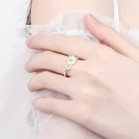 cute romantic small daisy flower rings fresh simple opening ring band lovely gifts for friend instagram hot female ring gifts
