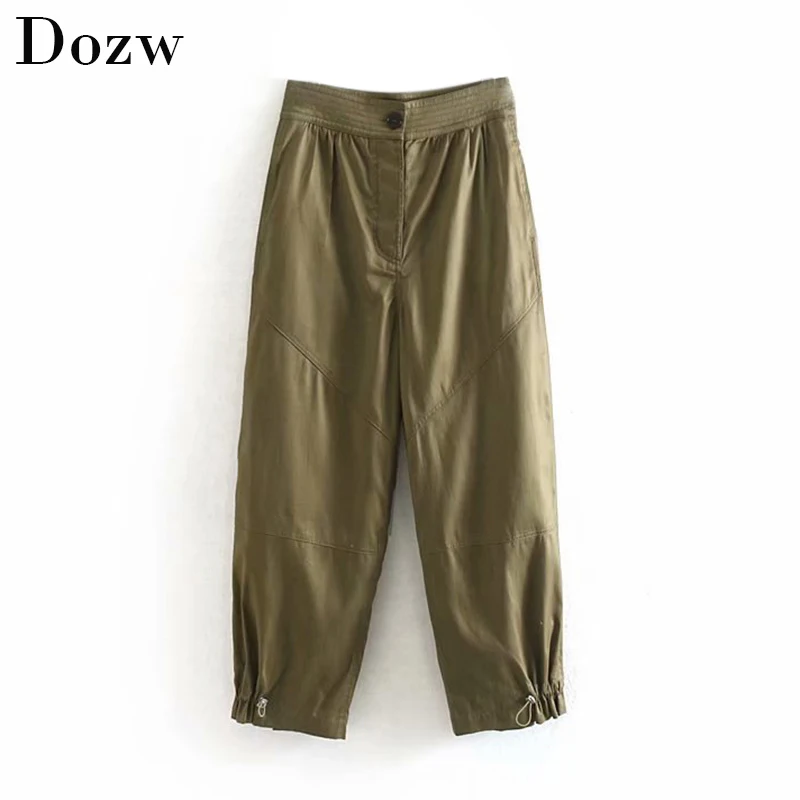 Повседневные брюки с высокой талией женские штаны карго Модные свободные